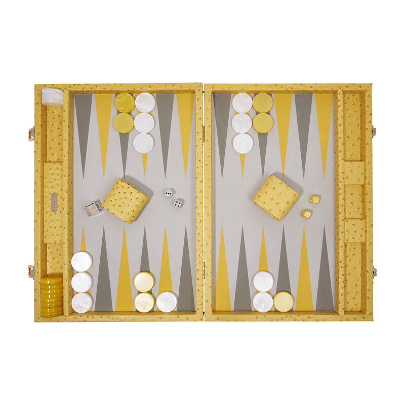 Yellow Ostrich Large Backgammon Set, large